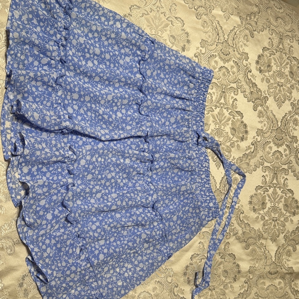 Sienna Sky Blue Floral Mini Skirt